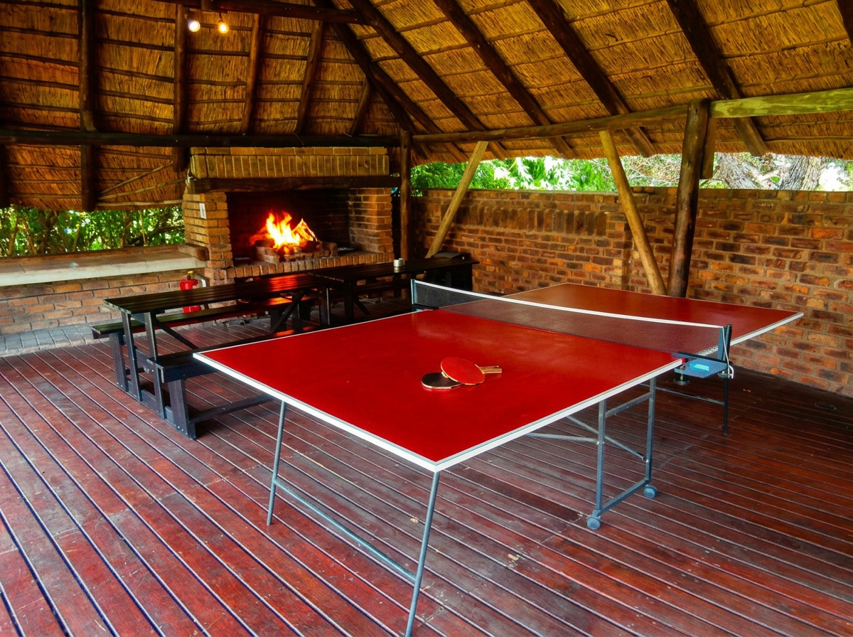 Thatched lapa with braai