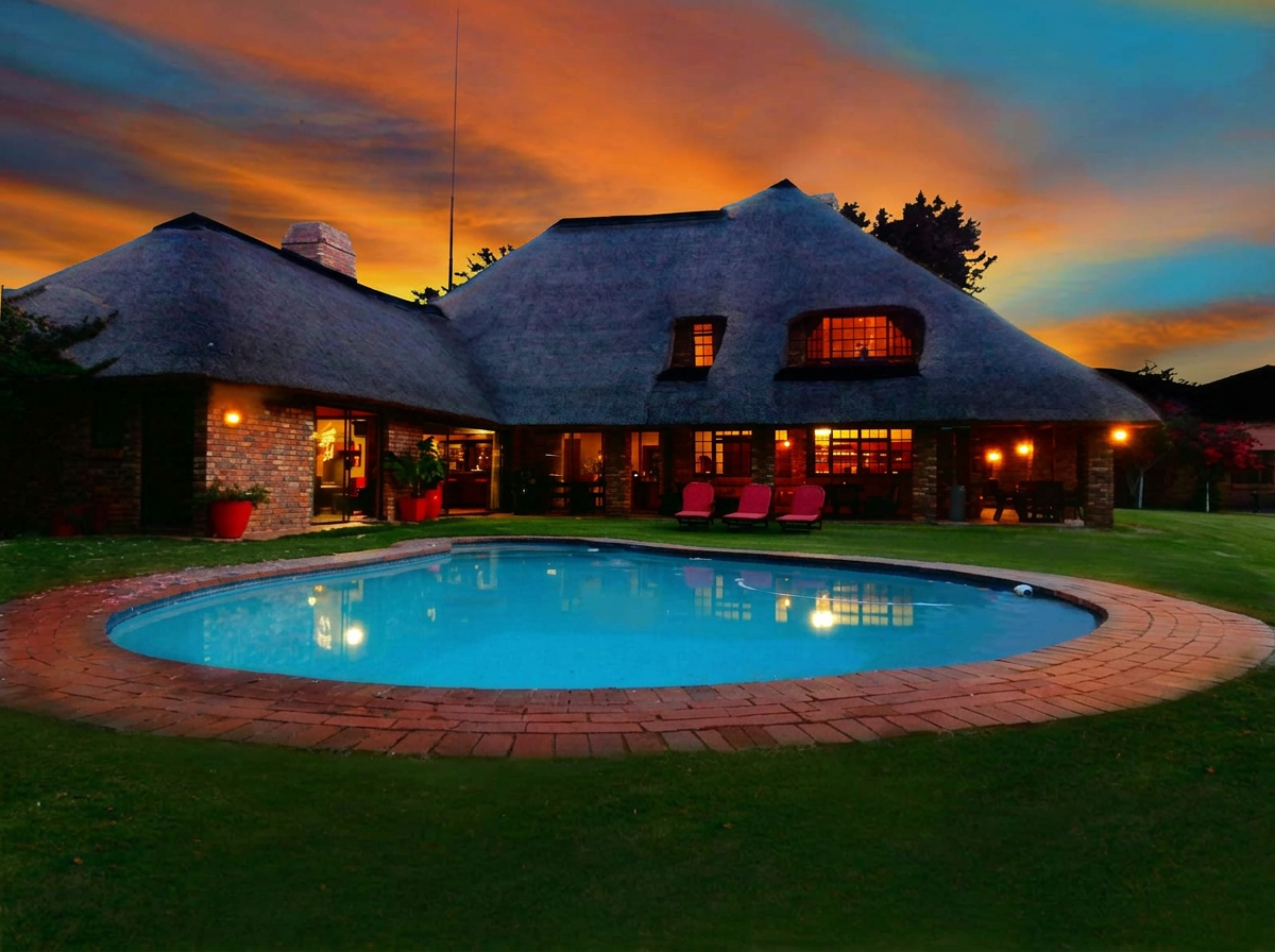 Swimming pool at dusk